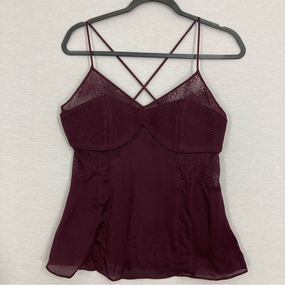 Talula Burgundy Lace Trim Cami Top